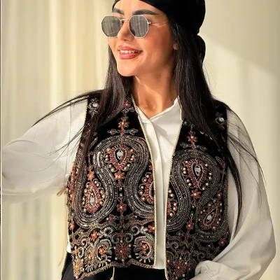 جلیقه ریحانه مخمل مشکی